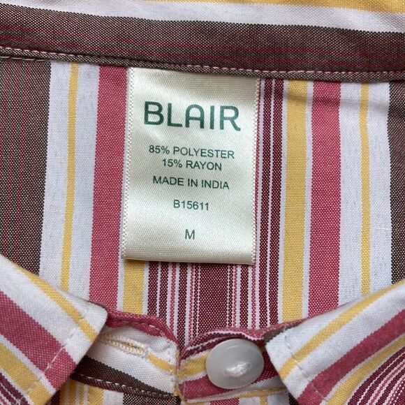 Blair Two Piece Set Long Sleeve Button Down Striped Pajama Top & Satin Bottoms - Picture 4 of 10